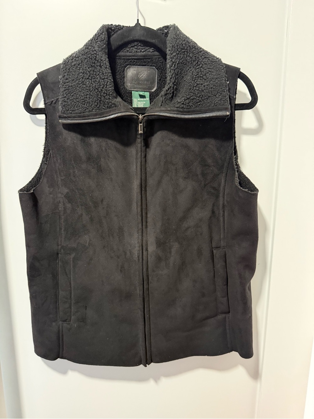 Lauren Ralph Lauren Black Sherpa-Trim Zip Front Vest